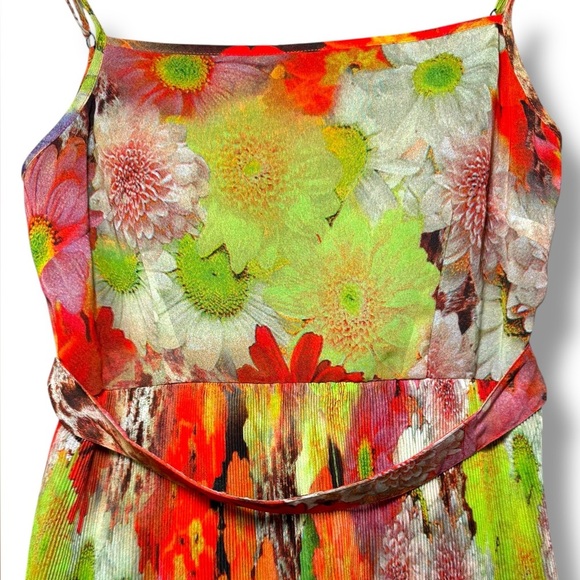 Simon Chang Multi-Color Neon Floral Tiered Dress Sz 8‎ EUC - Picture 3 of 8